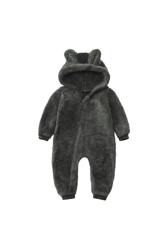 Luxalzxs Bear Onesies, Toddler Baby Boys Girls Plush Cute Bear Ears Winter Thick Jumpsuit Romper