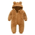 thumbnail image 1 of Luxalzxs Bear Onesies, Toddler Baby Boys Girls Plush Cute Bear Ears Winter Thick Jumpsuit Romper, 1 of 3