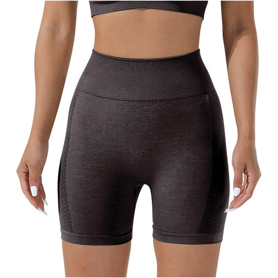 Luxalzxs Biker Shorts Women Solid Color Seamless Running Elastic Tummy Control Yoga Pants Workout Leggings Gym Shorts
