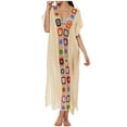 thumbnail image 1 of Luxalzxs Bikini Cover Up Dress for Women Sexy V-Neck Flowy Crochet Floral Patchwork Bathing Suit Cover Ups Long Dress Beach Kaftan Coverups, 1 of 5
