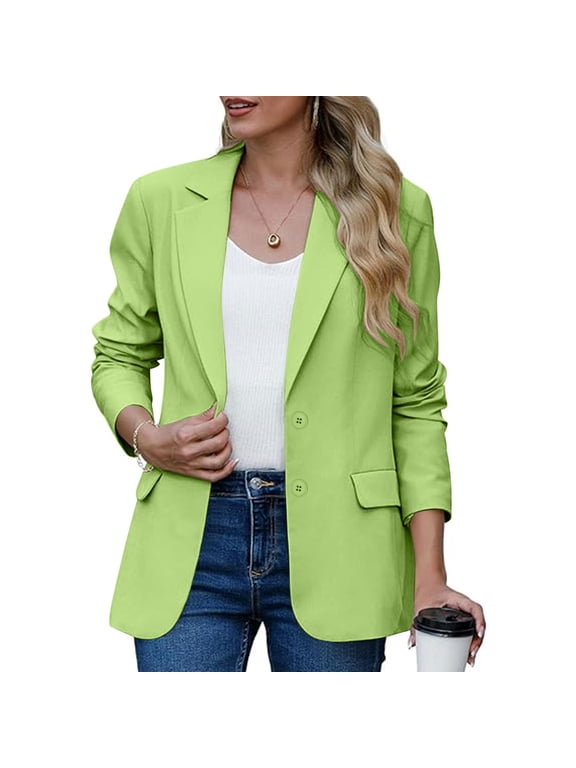 Luxalzxs Blazers for Women Trendy Notch Lapel Collar Long Sleeve Business Casual Work Office Suit Jackets Professional Dressy Blazers Outerwear