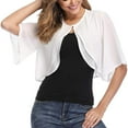 thumbnail image 1 of Luxalzxs Bolero Shrugs for Dresses, Lightweight Open Front Sheer Chiffon Cropped Cardigan Shawl Wraps Wedding Cape Bolero Flapper Cover Up Cardigan, 1 of 5