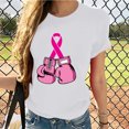 thumbnail image 1 of Luxalzxs Breast Cancer Shirts for Women Pink Ribbon Boxing Gloves Print Fighting Awareness Tops Cancer Survivor Gifts, 1 of 5