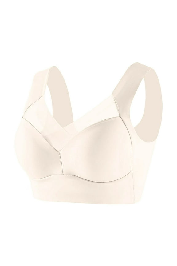 Breathable Everyday Bras for Women Push up Mesh Crossover V-Neck Seamless Bra Tops with Padding Breathable Full Coverage no Underwire Wireless Bras