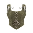 thumbnail image 1 of Kilaqueen Brown Corset Top for Women Plus Size Vintage Lace Up Tank Top Retro Cosplay Costume Overbust Bustier Medieval Victorian Renaissance Corset, 1 of 6
