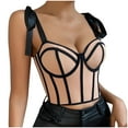 thumbnail image 1 of Luxalzxs Bustier Tops for Women Sexy Vintage Spaghetti Strap Lace Up Overbust Corset Crop Top Y2K Going Out Boned Party Cami Tops Tank Tops, 1 of 5