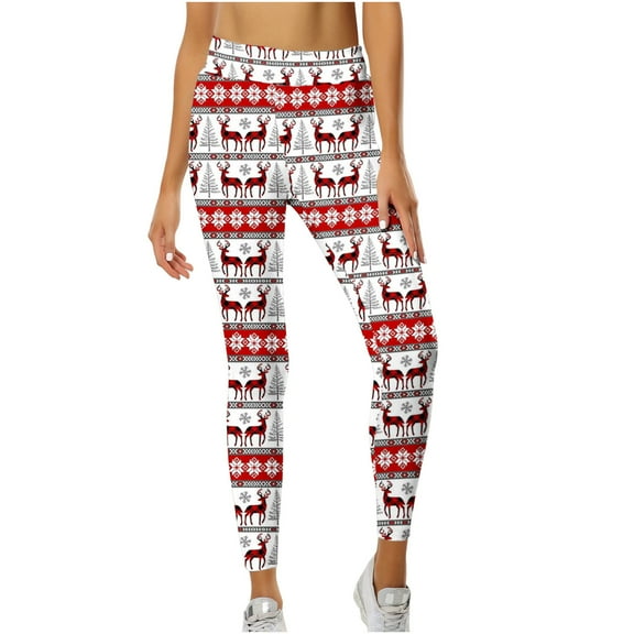Luxalzxs Butt Lifting Leggings for Women Christmas Print Elasticity Jogging Pants Workout Leggings Yoga Pants