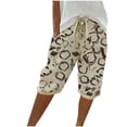 thumbnail image 1 of Luxalzxs Capris Shorts for Women Casual Summer Clearance Cotton Linen Knee Length Bermuda Shorts Casual Drawstring Elastic Waist Gym Shorts Joggers, 1 of 5