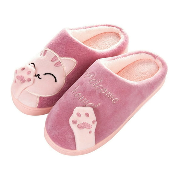 Luxalzxs Cat Slippers for Women Winter Home Slippers Animal Slippers Non-Slip Warm Indoor Bedroom Floor Shoes