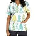 thumbnail image 1 of Luxalzxs Christmas Costumes for Women Xmas Printed Scrub Tops Short Sleeve V Neck Workwear T-Shirts Working Uniform with Pockets, 1 of 5