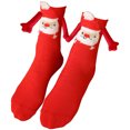 thumbnail image 1 of Luxalzxs Christmas Holding Hands Socks Magnetic Hand in Hand Socks Red Cotton Christmas Socks Funny Xmas Gifts, 1 of 2