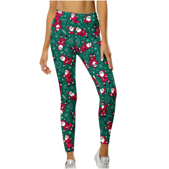 Luxalzxs Christmas Printed Leggings for Women High Waist Ultra Soft Elastic Yoga Pants Full Length Butt Lift Sports Running Gym Fitness Workout Yoga Pants Holiday Leggings Tights