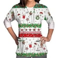 thumbnail image 1 of Luxalzxs Christmas Printed Scrub Shirt Nurse Uniforms for Women, Short Sleeved V-Neck Protective Work Clothes Tops Holiday Scrub Tops, 1 of 4