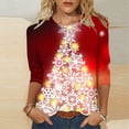 thumbnail image 1 of Luxalzxs Christmas Shirts for Women 3/4 Length Sleeve Womens Tops Casual Plus Size Xmas Print Shirt Holiday Christmas Tops, 1 of 5