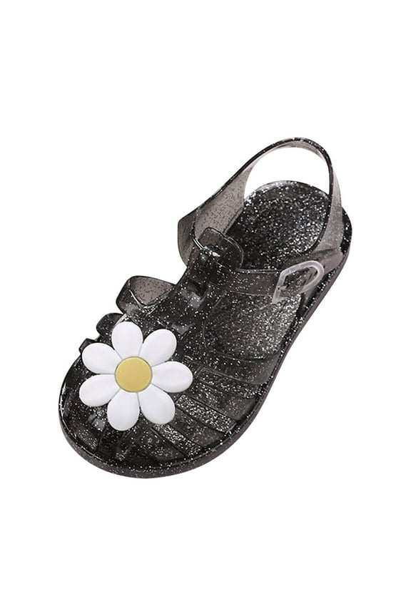 Luxalzxs Clear Sandals for Girls, Jelly Sandals for Girls, Summer Beach Closed Toe Mary Jane Dress Princess Shoes Soft Rubber Sole Water Shoes for Toddler/Little Kid/Big Kid