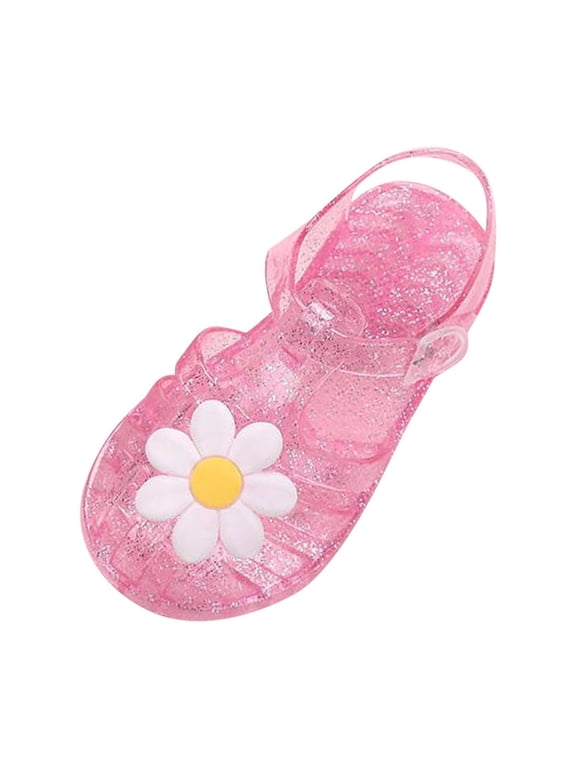 Luxalzxs Clear Sandals for Girls, Jelly Sandals for Girls, Summer Beach Closed Toe Mary Jane Dress Princess Shoes Soft Rubber Sole Water Shoes for Toddler/Little Kid/Big Kid