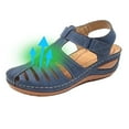 thumbnail image 1 of Luxalzxs Closed Toe Sandals Women Vintage Casual Hollow Out Orthopedic Shoes Comfy Bohemia Ankle Strap Gladiator Ladies Shoes Beach Dressy Slip On Platform Sandals, 1 of 4