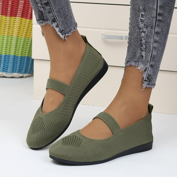 Luxalzxs Comfortable Round Toe Flats Shoes Women, Slip On Ballet Flats for Women, Casual Women's Flats for Walking, Lightweight Knit Dress Shoes Soft Work Comfort Ballerina Walking Shoes Loafers