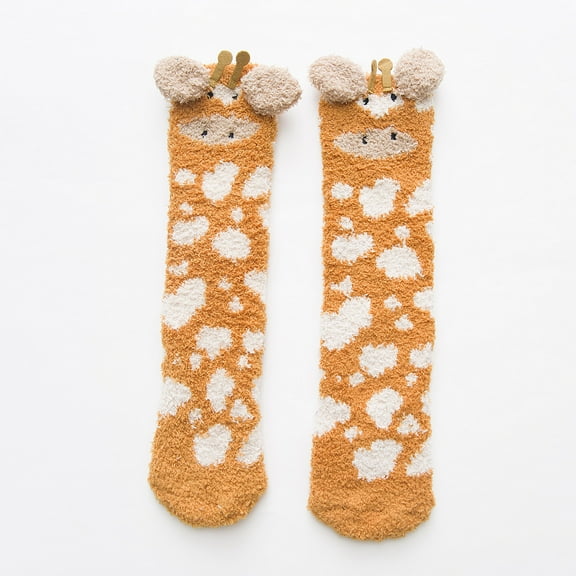 Luxalzxs Coral Fleece Floor Socks Winter Cute Animal Ear Fuzzy Socks Home Slipper Socks Indoor Warm Sleeping Socks for Women Girls