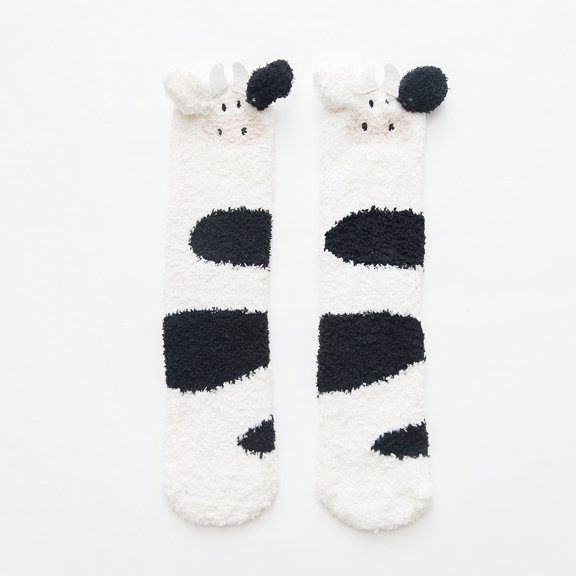 Luxalzxs Coral Fleece Floor Socks Winter Cute Animal Ear Fuzzy Socks Home Slipper Socks Indoor Warm Sleeping Socks for Women Girls