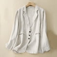 thumbnail image 1 of Luxalzxs Cotton Linen Blazer Womens Long Sleeve Loose Casual Blazer Jackets Notch Lapel Single Breasted Suit Coat Jackets Retro Boyfriend Comfy Work Blazer, 1 of 6