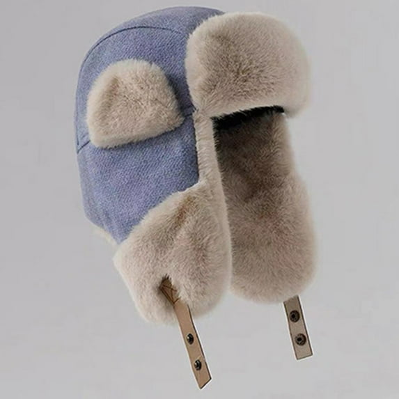 Luxalzxs Cozy Plush Winter Hats Men Women Warm Trapper Trooper Hat with Earflaps Windproof Ushanka Russian Hats Outdoor Skiing Cap