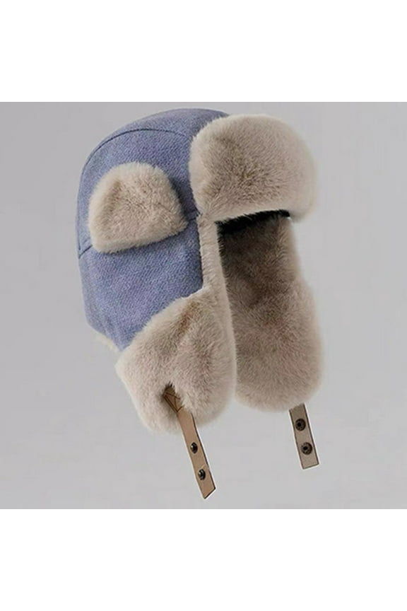 Luxalzxs Cozy Plush Winter Hats Men Women Warm Trapper Trooper Hat with Earflaps Windproof Ushanka Russian Hats Outdoor Skiing Cap