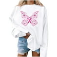 thumbnail image 1 of Luxalzxs Crewneck Sweatshirt Women Pink Ribbon Breast Cancer Awareness Sweatshirt Fall Winter Casual Long Sleeve Butterfly Print Inspirational Pullover Tops, 1 of 5