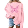 thumbnail image 1 of Luxalzxs Crewneck Sweatshirt Women Pink Ribbon Breast Cancer Awareness Sweatshirt Fall Winter Casual Long Sleeve Butterfly Print Inspirational Pullover Tops, 1 of 5