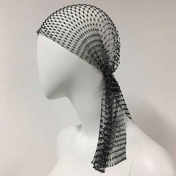 Luxalzxs Crystal Mesh Headband Wide Rhinestone Net Turban Headwrap Elastic Nightclub Carnival Head Cover Headband Hair Accessory for Women and Girls