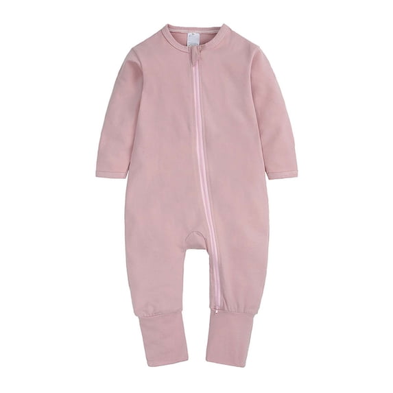 Luxalzxs Double Zipper Onesies for Baby Boy Girl Newborn Toddler Long Sleeve Cute Soft Cotton Romper Onesies 3 Months-3 Years