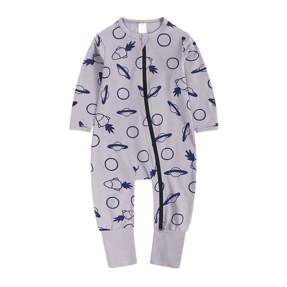 Luxalzxs Double Zipper Onesies for Baby Boy Girl Newborn Toddler Long Sleeve Cute Soft Cotton Romper Onesies 3 Months-3 Years