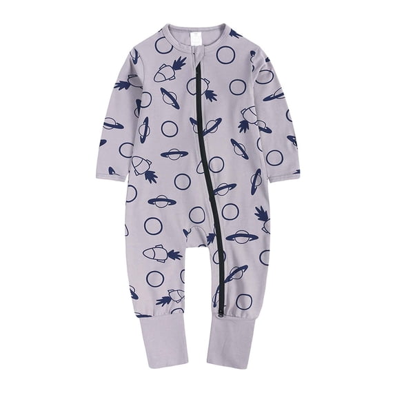 Luxalzxs Double Zipper Onesies for Baby Boy Girl Newborn Toddler Long Sleeve Cute Soft Cotton Romper Onesies 3 Months-3 Years