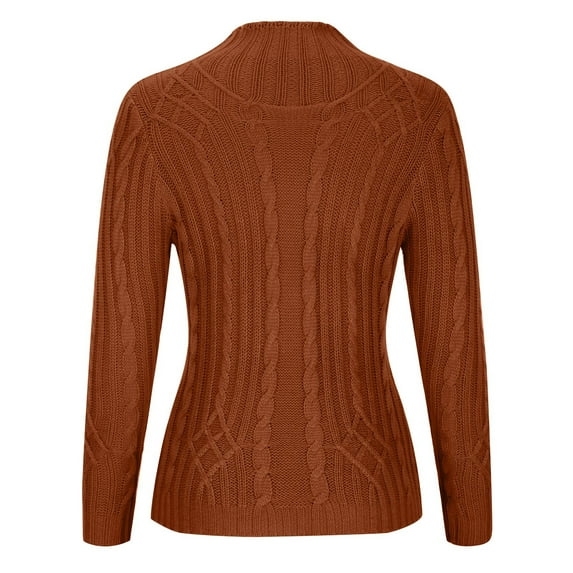 Luxalzxs Fall Sweaters for Women Trendy Long Sleeve Solid Color High Neck Shirts Ribbed Knit Sweater Slim Fitted Casual Basic Tee Tops Sweater