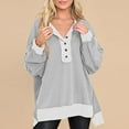 thumbnail image 1 of Luxalzxs Fall Sweatshirts for Women Trendy Loose Fit Casual High Low Hem Split Oversized Sweatshirt Long Sleeve Color Block Button Henley Neck Pullover Tunic Tops Outfits, 1 of 5