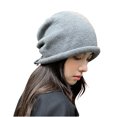 thumbnail image 1 of Luxalzxs Fall Winter Women Solid Color Fashion Stacked Hat Bun Head Hat Drawstring Rolled Knit Woolen Hat Skull Cap, 1 of 3