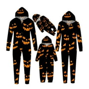 KILAQUEEN Luxalzxs Family Matching Halloween Onesie Pajamas, Funny Halloween Print Hooded Zipper Pjs Jumpsuit Romper Holiday Loungewear for Men/Women/Baby/Boys/Girls