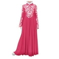 thumbnail image 1 of Luxalzxs Fashion Women Muslim Dress Islamic Lace Stitching Long Sleeve Maxi Dress, 1 of 5