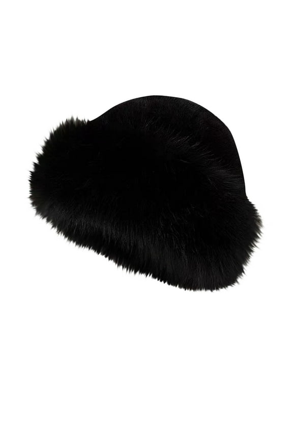 Luxalzxs Faux Fur Hats for Women Siberian Cossack Hat Russian Hats Fluffy Winter Hat