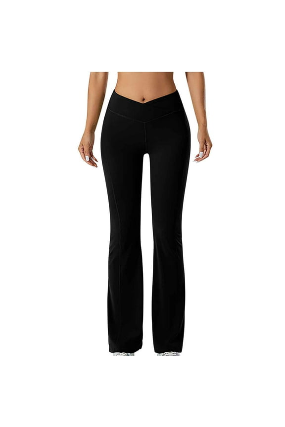 Luxalzxs Flare Leggings for Women Criss Cross Seamless High Waist Butt Lifting Fitness Sports Stretch Bell Bottom Yoga Pants Crossover Bootcut Workout Leggings