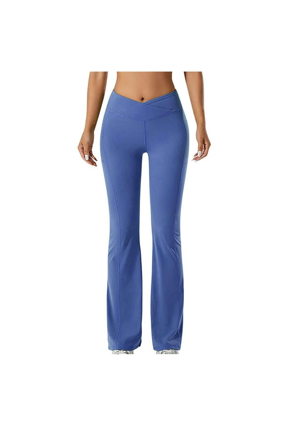 Luxalzxs Flare Leggings for Women Criss Cross Seamless High Waist Butt Lifting Fitness Sports Stretch Bell Bottom Yoga Pants Crossover Bootcut Workout Leggings