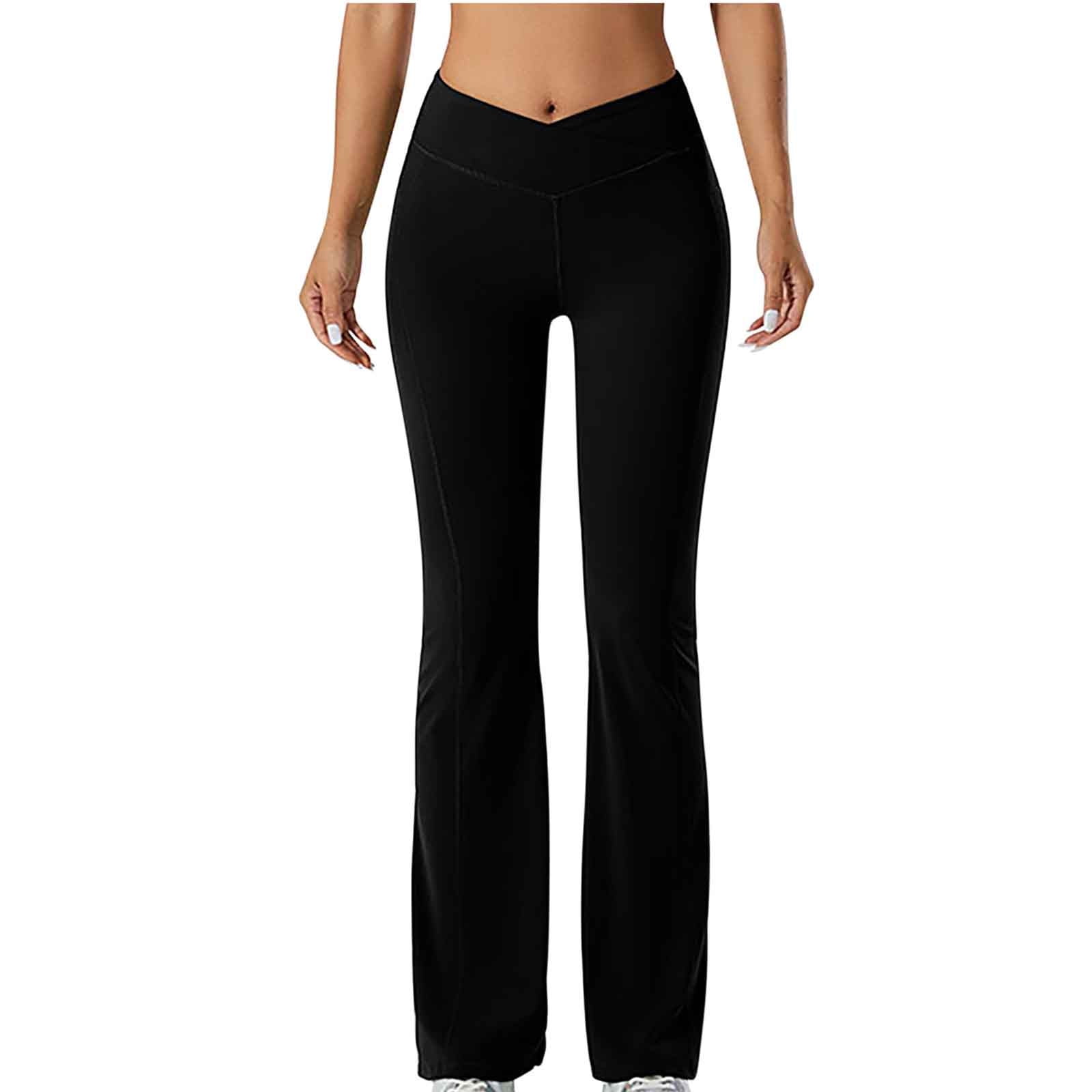 Luxalzxs Flare Leggings for Women Criss Cross Seamless High Waist Butt