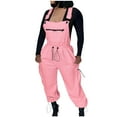 thumbnail image 1 of Luxalzxs Fleece Overalls for Women Loose Fit Winter Warm Fuzzy One Piece Jumpsuits with Pocket Fluffy Snow Bibs Adjustable Strap Snowsuit, 1 of 5