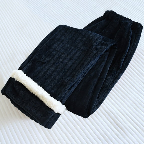 Luxalzxs Fleece Pajama Pants for Women Winter Flannel Pajama Pants Comfy Soft Fluffy Plush Wide Leg Lounge Pants Pj Bottoms with Pockets