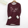 thumbnail image 1 of Luxalzxs Fleece Sweatshirts for Women Warm Sherpa Lined Pullover I'M COLD ME 24:7 Letter Print Crewneck Sweatshirt Winter Loungewear, 1 of 3