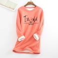 thumbnail image 1 of Luxalzxs Fleece Sweatshirts for Women Warm Sherpa Lined Pullover I'M COLD ME 24:7 Letter Print Crewneck Sweatshirt Winter Loungewear, 1 of 3