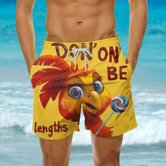 Luxalzxs Funny Chicken Mens Swim Trunks, Rooster Swimming Trunk for Men, Beach Shorts, Mens Swim Shorts Fashion Quick-Dry Beach Board Shorts