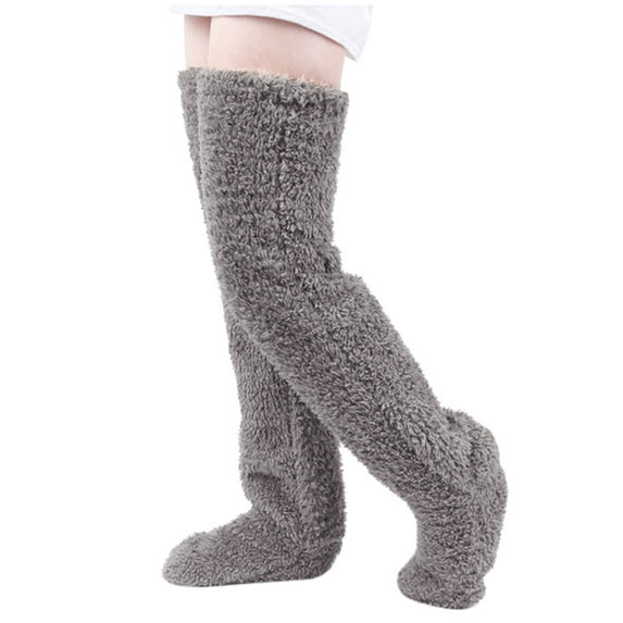 Luxalzxs Fuzzy Socks Over Knee High Winter Leg Warmers Plush Slipper Socks Christmas Home Sleeping Socks Teddy Legs Long Socks
