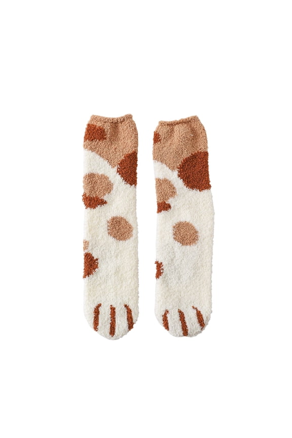 Luxalzxs Fuzzy Socks for Women Winter Warm Cute Cat Paw Thicken Coral Fleece Socks Soft Cute Animal Socks