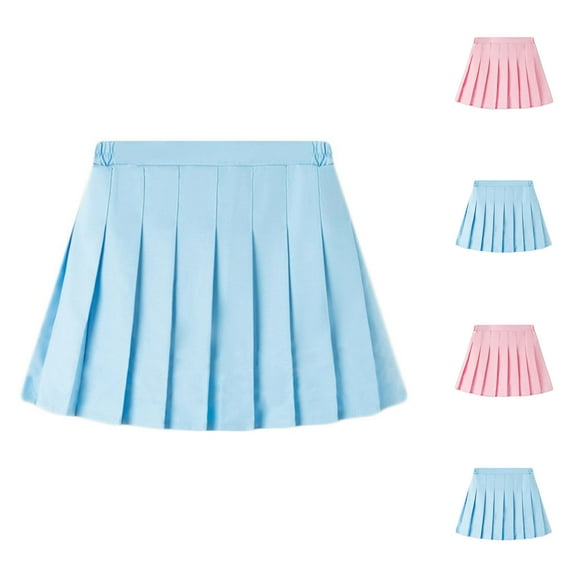 Luxalzxs Girls Mini Pleated Skirts with Shorts Atheltic Tennis Golf School Uniform Skorts Preppy Kids Summer Cute Skirts A-Line Skater Skirt, 2-16 Years
